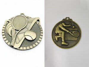 Custom tennis medals burning with passion