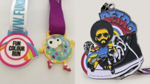 Custom running shoe medals
